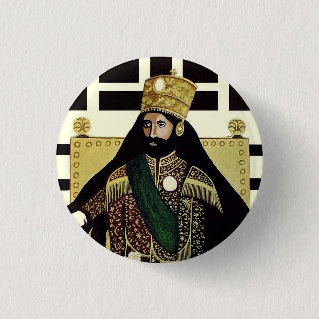 Haile Selassie Empire of Ethiopia Rastafari Button Knapp (Framsida)