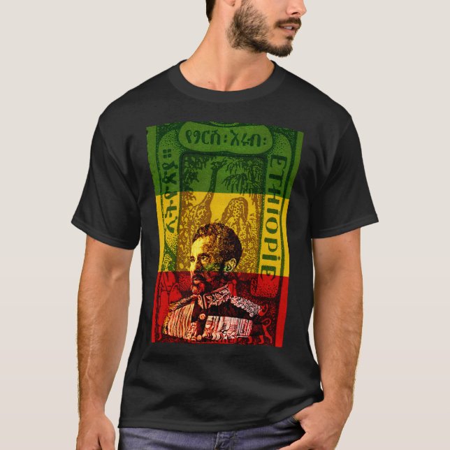 Haile Selassie Etiopien Rasta T-shirt (Framsida)