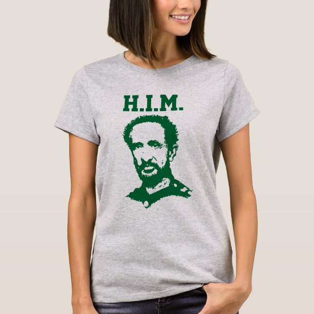 Haile Selassie - H.I.M. King - Reggae Rasta Shirt Tee (Framsida)