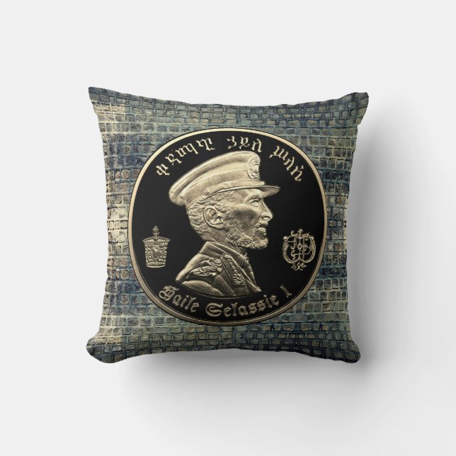 Haile Selassie - HIM - Jah Rastafari - Pillow Kudde (Framsida)