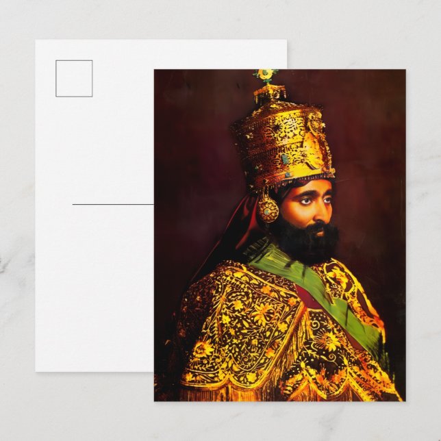 Haile Selassie - HIM - Rastafari - Postcard Inbjudan Vykort (Fram/baksida)