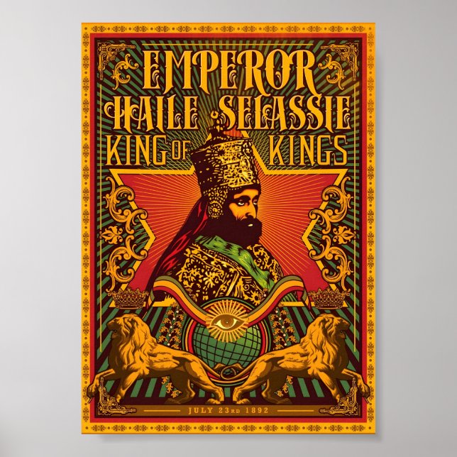 Haile Selassie I Affisch Jah Rastafari Rasta Affis (Framsidan)