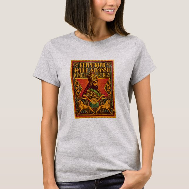 Haile Selassie I HIM Jah Rastafari Rasta Jah Bless T Shirt (Framsida)