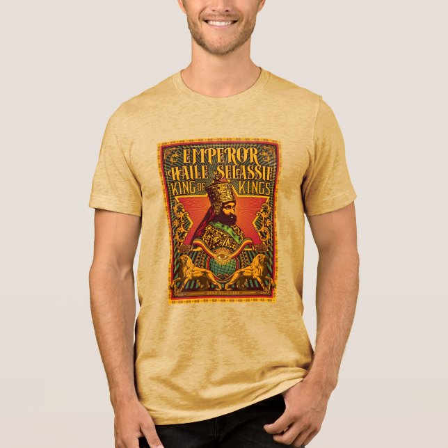 Haile Selassie I HIM Jah Rastafari Rasta Jah Bless T Shirt (Framsida)