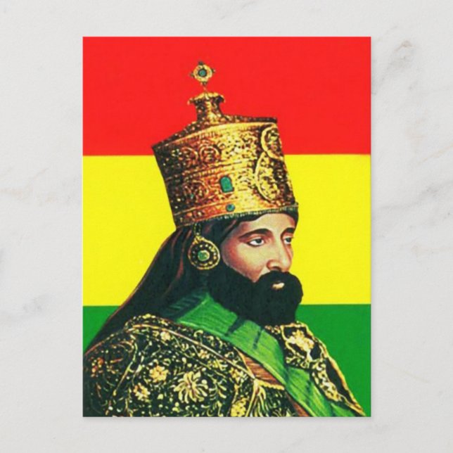 Haile Selassie I - HIM - Jah Rastafari - vykort (Framsida)