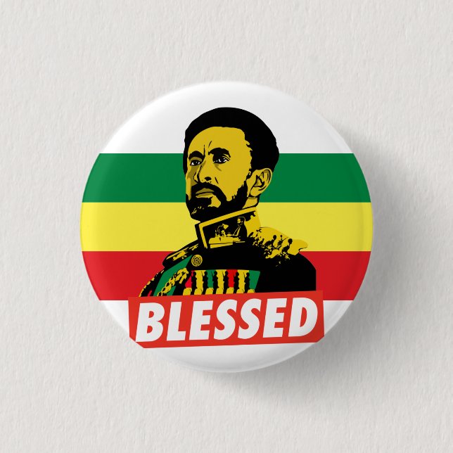 Haile Selassie I Jah Rastafari Rasta Reggae Roots Knapp (Framsida)