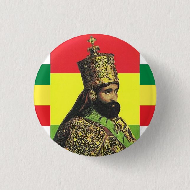 Haile Selassie I Jah Rastafari Rasta Reggae Roots Knapp (Framsida)