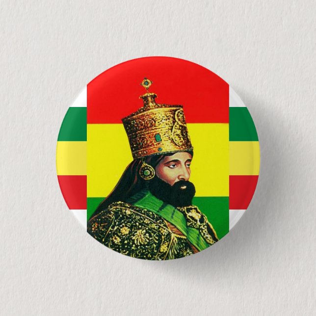 Haile Selassie I Jah Rastafari Rasta Reggae Roots Knapp (Framsida)