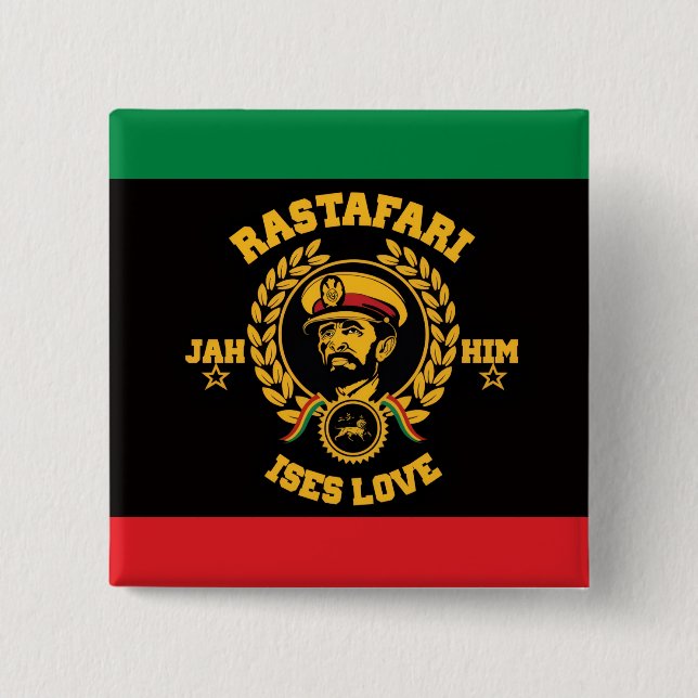 Haile Selassie I Jah Rastafari Reggae Rasta Button Knapp (Framsida)