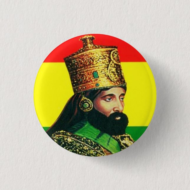 Haile Selassie I Jah Rastafari Reggae Rasta Button Knapp (Framsida)