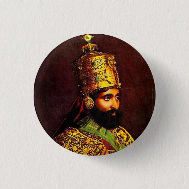 Haile Selassie I Jah Rastafari Reggae Rasta Button Knapp (Framsida)