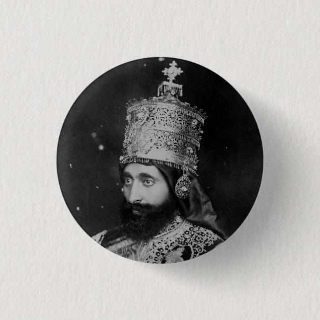 Haile Selassie I Jah Rastafari Reggae Rasta Button Knapp (Framsida)