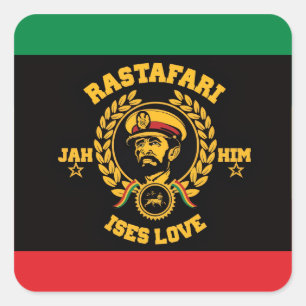 Haile Selassie I Jah Rastafari Reggae Rasta Knapp Fyrkantigt Klistermärke