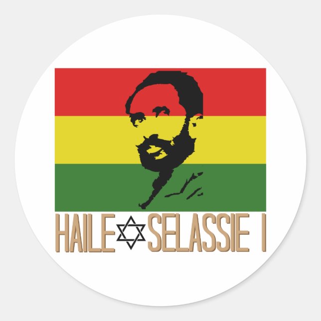 Haile Selassie I Runt Klistermärke (Framsida)