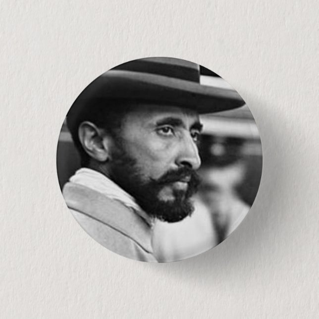 Haile Selassie - Jah - Messiah - Rastafari Button Knapp (Framsida)