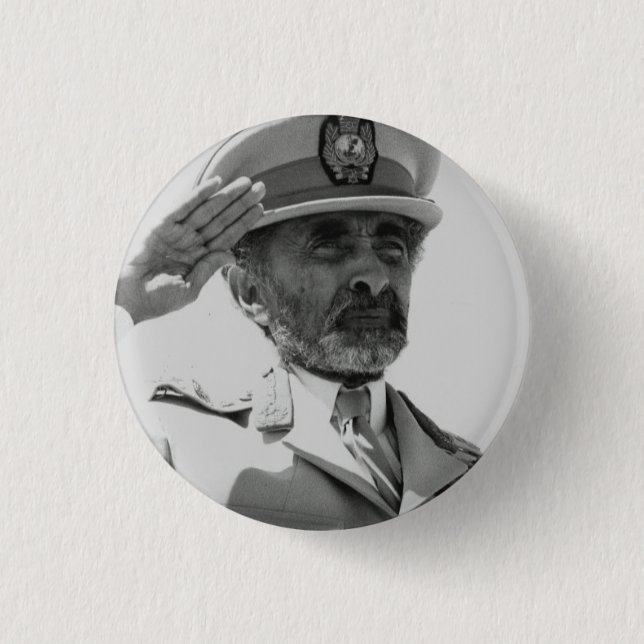 Haile Selassie - Jah - Messiah - Rastafari Button Knapp (Framsida)