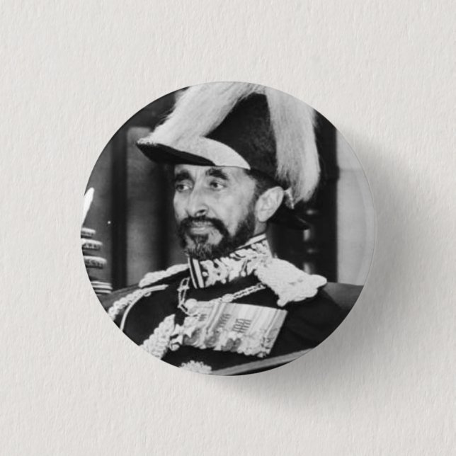 Haile Selassie - Jah - Messiah - Rastafari Button Knapp (Framsida)