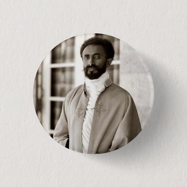 Haile Selassie - Jah - Messiah - Rastafari Button Knapp (Framsida)