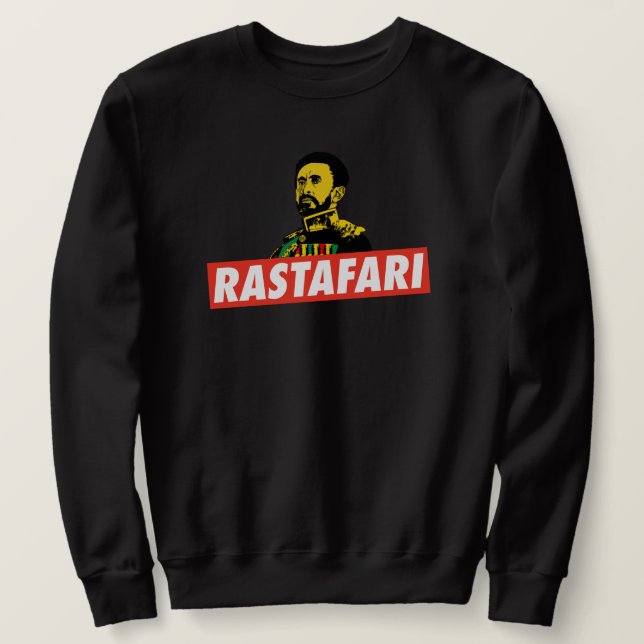 Haile Selassie Jah Rastafari Emperor Rasta Sweater Lång Ärmad Tröja (Design framsida)