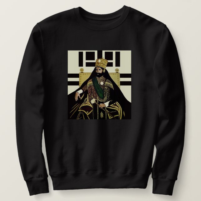 Haile Selassie Jah Rastafari Emperor Rasta Sweater Lång Ärmad Tröja (Design framsida)