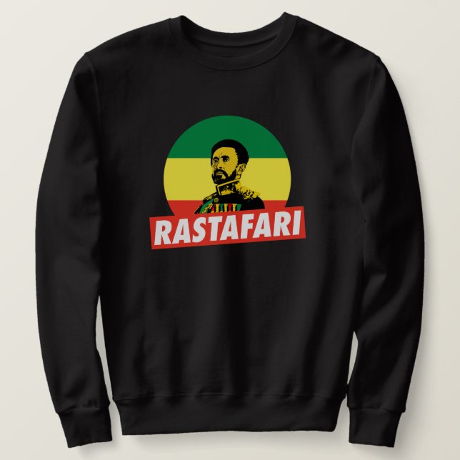 Haile Selassie Jah Rastafari Emperor Rasta Sweater Lång Ärmad Tröja (Design framsida)