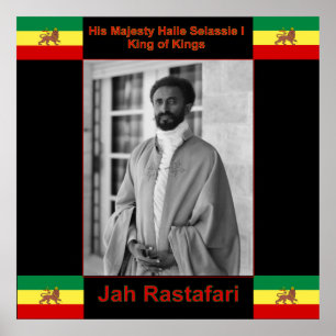 Haile Selassie Jah Rastafari Large Print på Canvas Poster