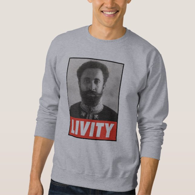 Haile Selassie Jah Rastafari Livity Love Sweater Lång Ärmad Tröja (Framsida)