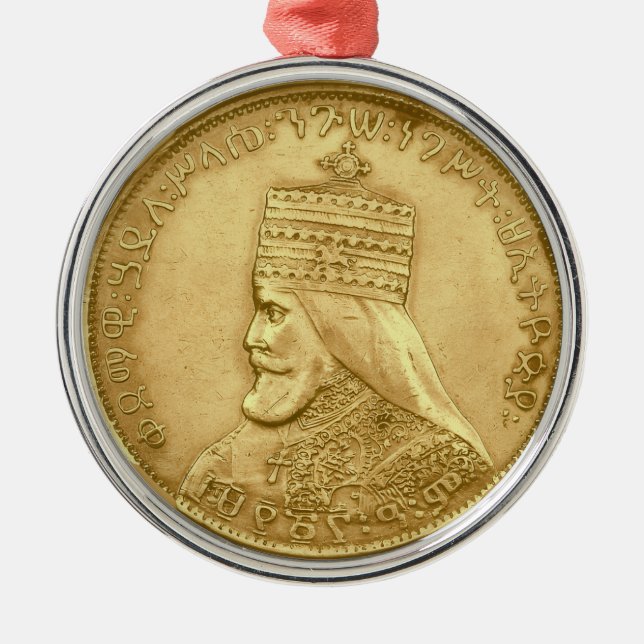 Haile Selassie Jah Rastafari Rasta Fotoskulptur Julgransprydnad Metall (Framsidan)