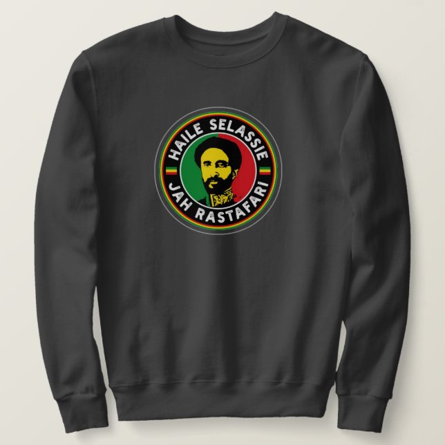 Haile Selassie Jah Rastafari Rasta Roots Sweater Lång Ärmad Tröja (Design framsida)