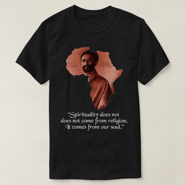 Haile Selassie Jah Rastafari Rastafarian T Shirt (Design framsida)