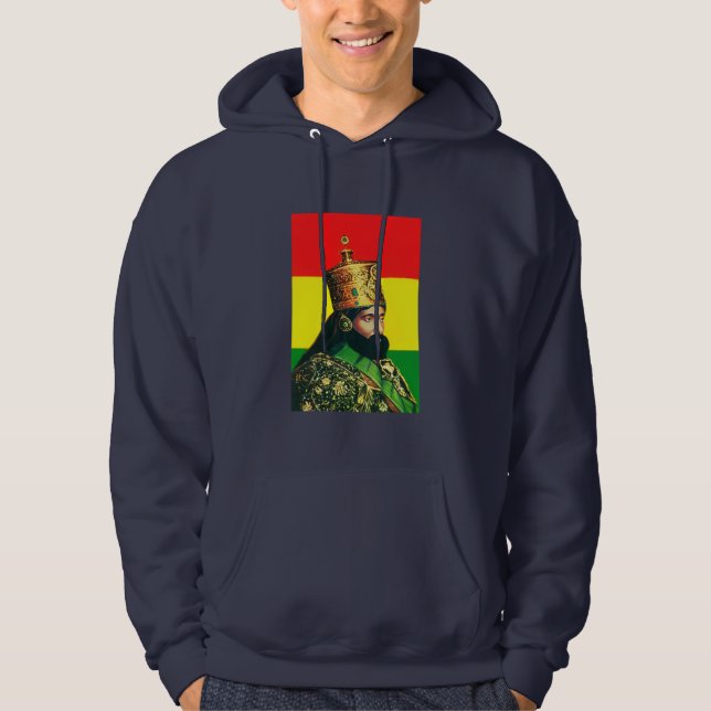 Haile Selassie Jah Rastafari Reggae Rasta Roots  Hoodie (Framsida)