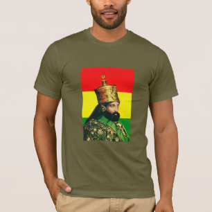 Haile Selassie Jah Rastafari Reggae Rasta Rötter T Shirt