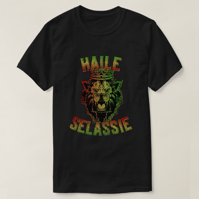 Haile Selassie Jah Rastafari Reggae T Shirt (Design framsida)