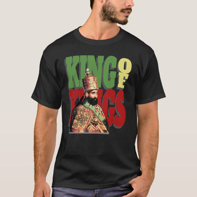 Haile Selassie Kung Rastafarian T Shirt (Framsida)