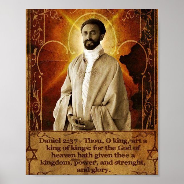 Haile Selassie Lion Rasta Solomon Jah Rastafari Poster (Framsidan)