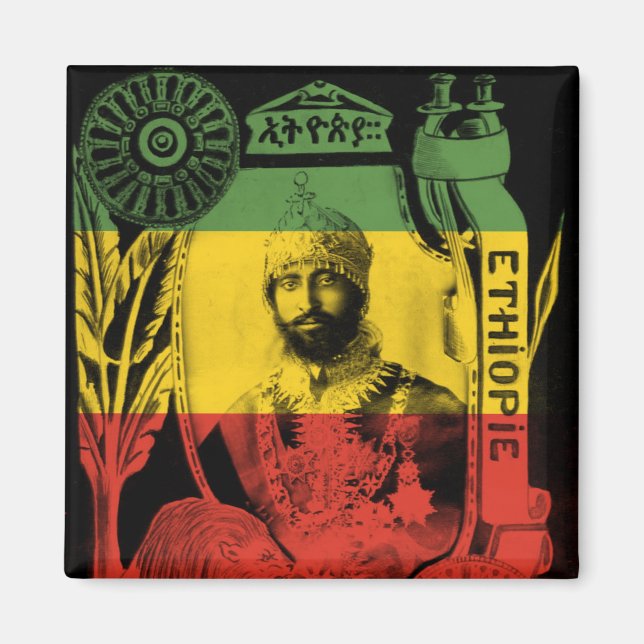Haile Selassie Magnet Red Guld Grönt Rasta (Framsidan)