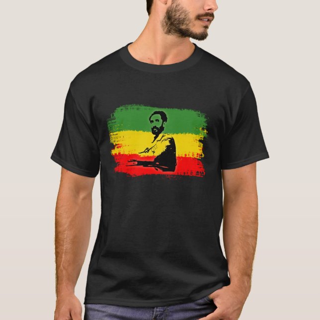 Haile Selassie MÖRKT-tröja T Shirt (Framsida)