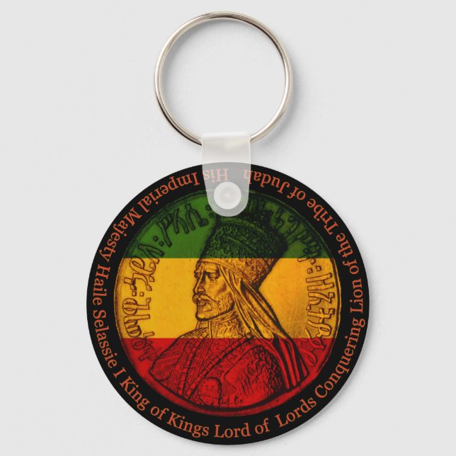 Haile Selassie Rasta Keychain Nyckelring (Framsida)