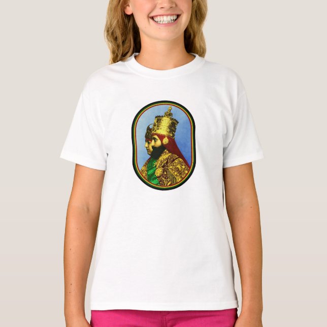 Haile Selassie Rasta Reggae Etiopien Jamaica T Shirt (Framsida)