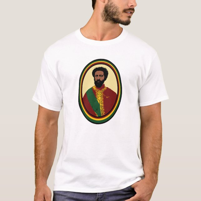 Haile Selassie Rasta Reggae Etiopien Jamaica Tee (Framsida)