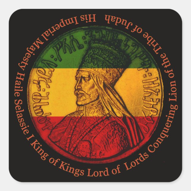 Haile Selassie Square Sticker Fyrkantigt Klistermärke (Framsida)