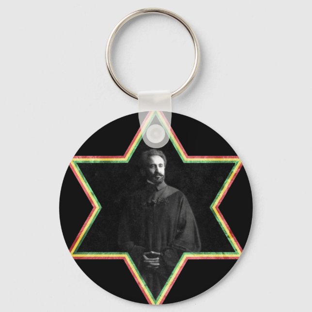 Haile Selassie Star of David Nyckelring (Framsida)
