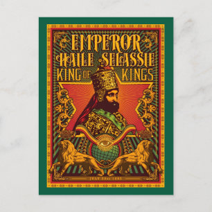 Haile Selassie vykort Jah Rastafari Metalltryck