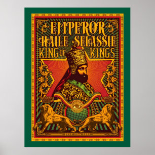Haile Selassie vykort Jah Rastafari Metalltryck Poster