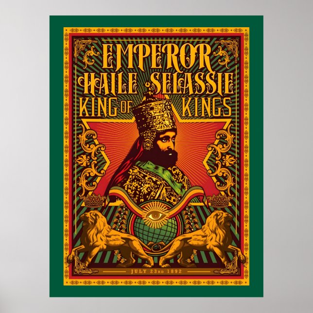 Haile Selassie vykort Jah Rastafari Metalltryck Poster (Framsidan)