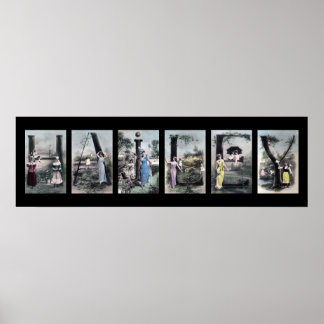 HAILEY Alphabet Brev Namn Art Poster