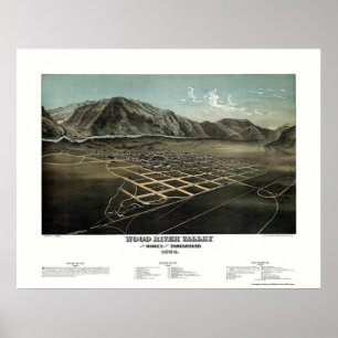 Hailey - Wood River, ID Panoramic Karta - 1884 Poster