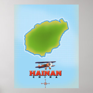 Hainan China karta Poster