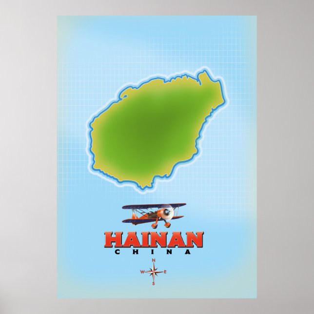 Hainan China karta Poster (Framsidan)