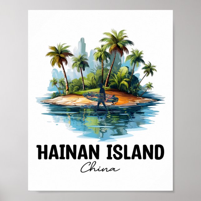 Hainan Island China Surfing Travel, Asia Tourist V Poster (Framsidan)